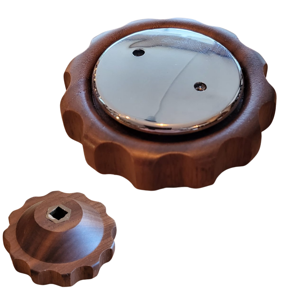 Drehgriff für Dampf oder Wasser aus Walnuss - Holz