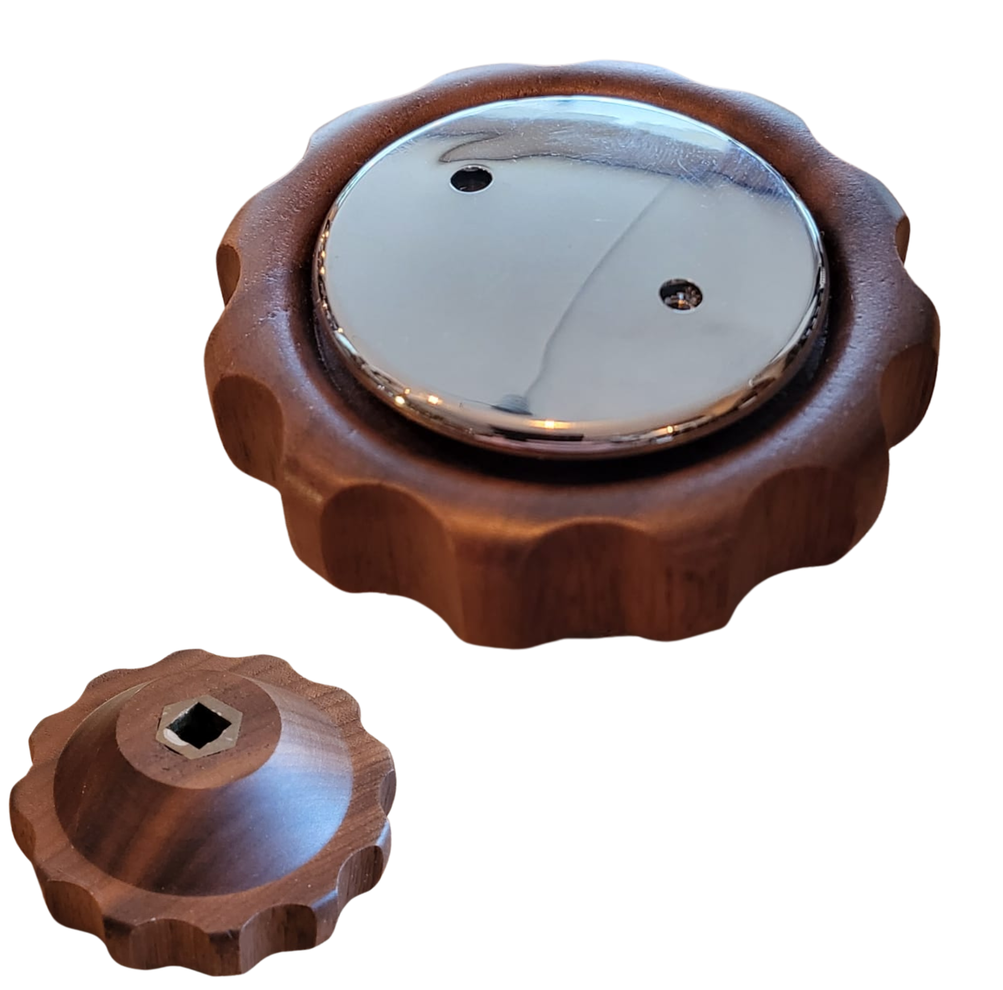 Drehgriff für Dampf oder Wasser aus Walnuss - Holz